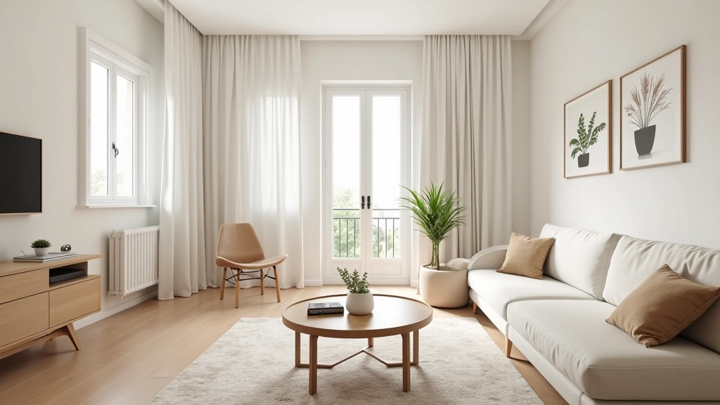 Apartamento pequeno em Lisboa com iluminação natural, móveis claros e layout otimizado
